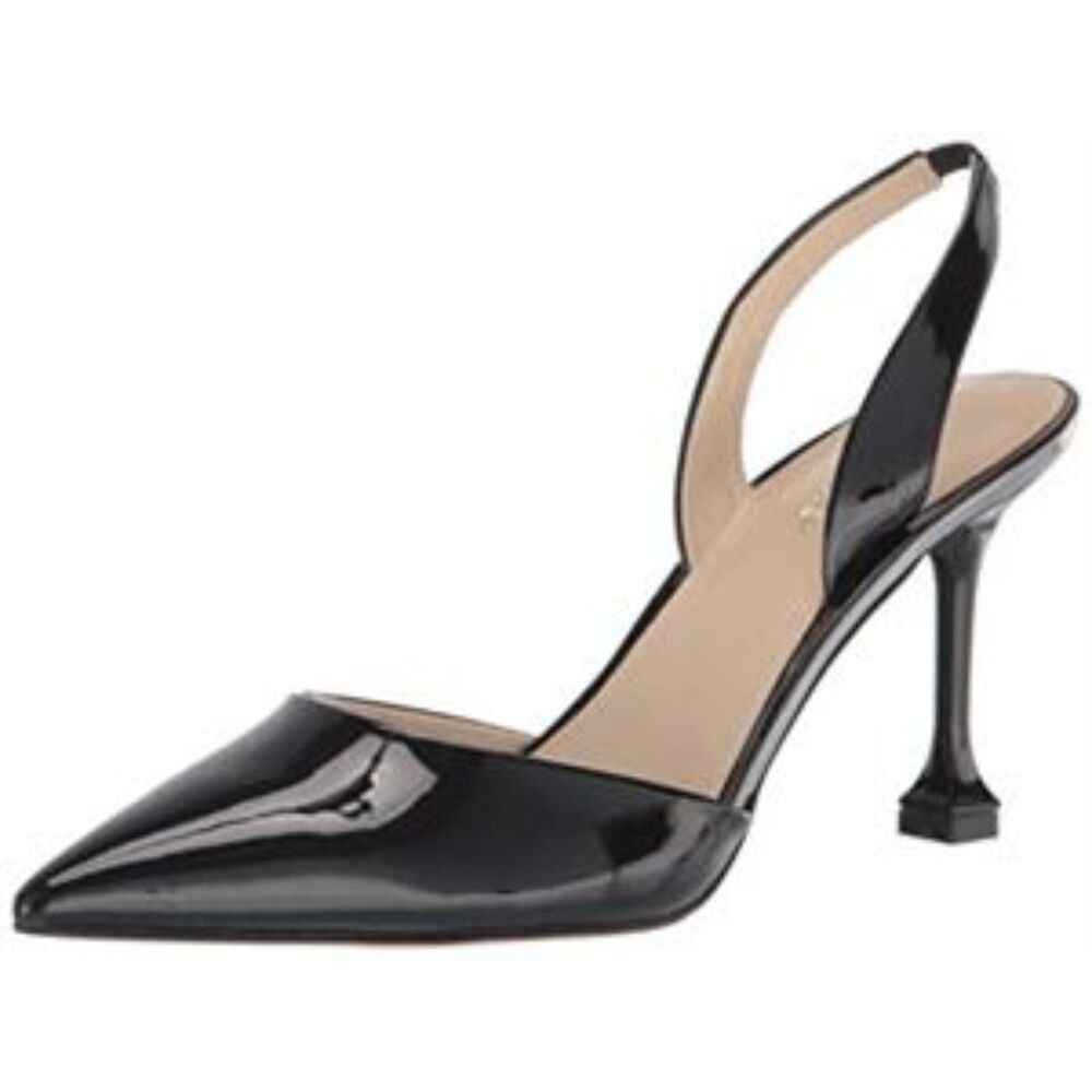 Marc Fisher Black Patent Leather Slingback pointed Closed Toe Stiletto Heels 6